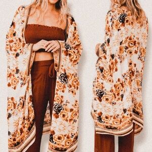 Talisman Twilight fall Flowy earthy boho Floral Cape Kimono cottage Cardigan